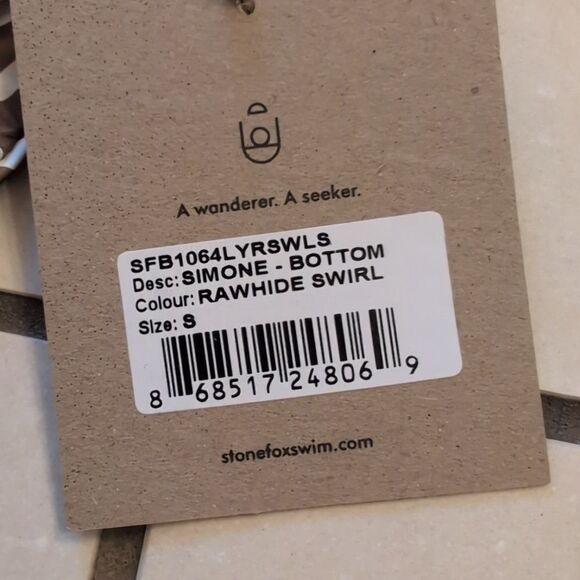 NWT Stone Fox Swim Simone Bottom In Rawhide Swirl Brown White S - Picture 7 of 10